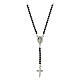 Amen rosary-shaped necklace with Miraculous Medal and cross, black rhinestones s1