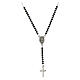 Amen rosary-shaped necklace with Miraculous Medal and cross, black rhinestones s3