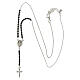 Amen rosary-shaped necklace with Miraculous Medal and cross, black rhinestones s4