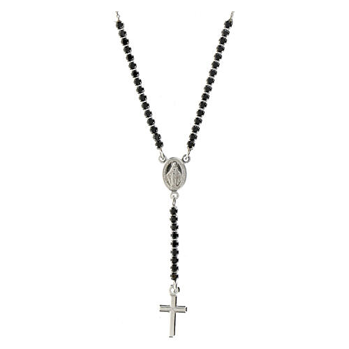 Collar Amen con cruz y medalla milagrosa zircones negros 1