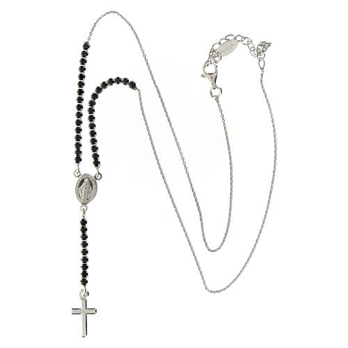 Collar Amen con cruz y medalla milagrosa zircones negros 4