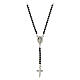 Collar Amen con cruz y medalla milagrosa zircones negros s1