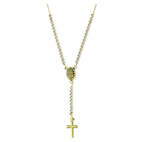 Collier Amen doré croix et médaille miraculeuse zircons blancs 2