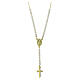 Golden rosary necklace with cross and Miraculous white zircons Amen s1