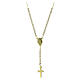 Golden rosary necklace with cross and Miraculous white zircons Amen s2