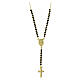 Amen rosary-shaped necklace with Miraculous Medal and cross, gold plated silver and black rhinestones s3