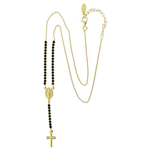 Collar Amen dorado cruz y milagrosa zircones negros 4