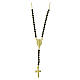 Collar Amen dorado cruz y milagrosa zircones negros s1