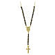 Collar Amen dorado cruz y milagrosa zircones negros s3