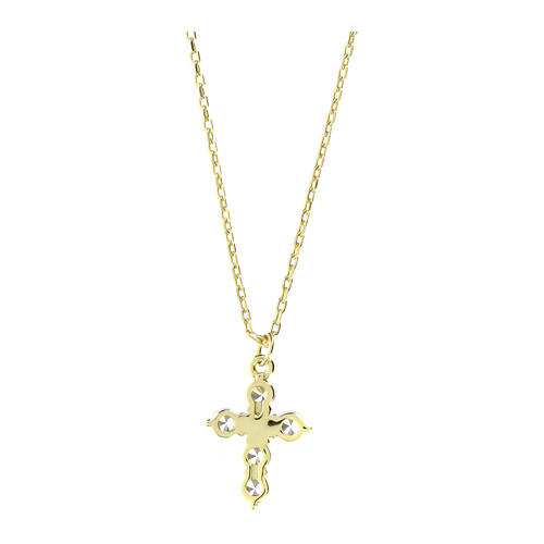 Collier Amen argento dorato e croce con zirconi bianchi 3