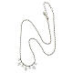 Amen necklace of rhodium-plated silver with white rhinestone dangle charms, hearts and circles s4