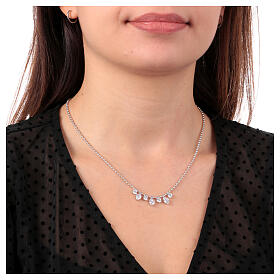 Collana Amen argento rodiato e cuori zirconi bianchi