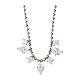 Amen necklace in rhodium-plated silver and white zircon hearts s1