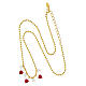 Amen necklace of gold plated silver with white and red rhinestone dangle charms, hearts and circles s4