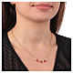 Amen necklace in golden silver and red and white zircon hearts s2