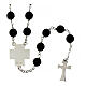Agios rosary necklace of rhodium-plated silver and black beads, 28 in s3