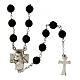 Rosario collana rodiata pietre nere e croce argento 70 cm Benedictus s1