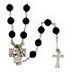 Rosary necklace rhodium-plated black stones and silver cross 70 cm Agios s1