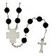 Rosary necklace rhodium-plated black stones and silver cross 70 cm Agios s2