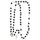 Rosary necklace rhodium-plated black stones and silver cross 70 cm Agios s5