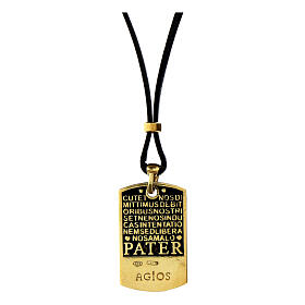 Pater necklace by Agios, gold plated 925 silver and dark blue leather