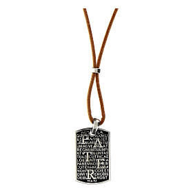 Pater necklace by Benedictus, gold plated 925 silver and beige leather
