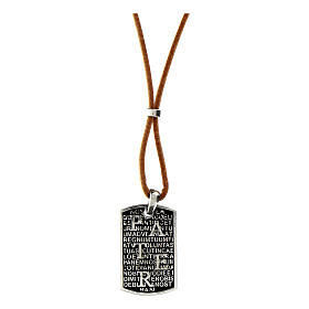 Pater necklace beige leather 925 rhodium silver Agios