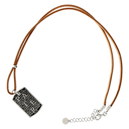 Pater necklace beige leather 925 rhodium silver Agios 3