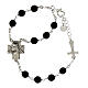 Agios bracelet of rhodium-plated 925 silver, black beads and cross, 8 in s1