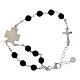Agios bracelet of rhodium-plated 925 silver, black beads and cross, 8 in s2