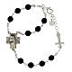 Agios bracelet in rhodium plated silver with black stones and cross 20 cm s1