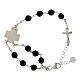 Agios bracelet in rhodium plated silver with black stones and cross 20 cm s2