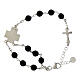 Agios bracelet in rhodium plated silver with black stones and cross 20 cm s3