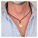 Collier Agios icône dorée fil en cuir noir argent 925 s2