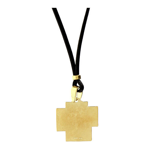 Collana Agios icona dorata filo in pelle nero argento 925 3