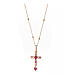 Agios necklace of rosé 925 silver with cross and rhinestones, 16.5 in s1