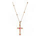Agios necklace of rosé 925 silver with cross and rhinestones, 16.5 in s2
