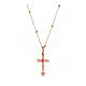 Colar Agios prata 925 rosê com cruz e zircões 42 cm s3