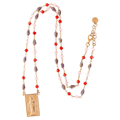 Collar plata 925 Benedictus piedras multicolores colgante Virgen Milagrosa 4