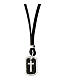 Agios necklace with cross on black rhinestones, black leather, 17 in s1