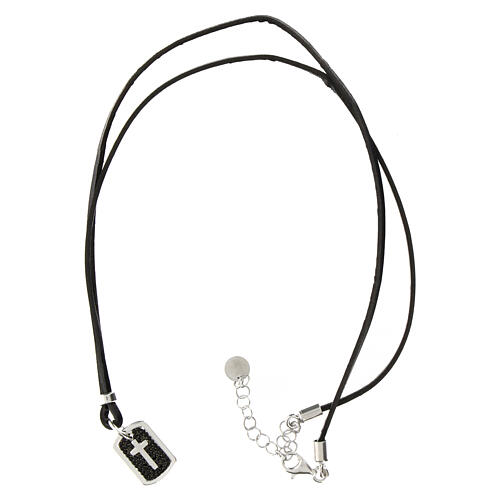 Collar Agios con zircones negros con cruz 44 cm plata 925 3