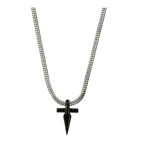 Agios necklace of 925 silver with black rhinestone cross, 16.5 in 2