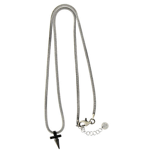 Collier Agios argent 925 croix zircons noirs 42 cm 3