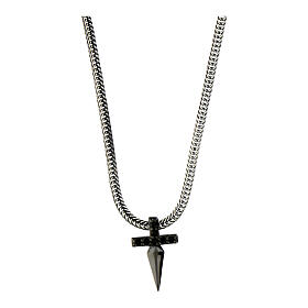 Agios necklace 925 silver cross with black zircons 42 cm