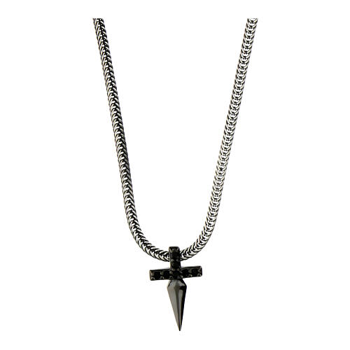 Agios necklace 925 silver cross with black zircons 42 cm 1