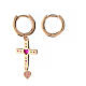 Agios rosé earrings with cross and red rhinestones, 925 silver s4