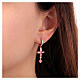 Boucles d'oreilles Agios argent 925 rosé croix zircons roses s2