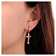 Rose cross earring with pink zircons Agios 925 silver s2