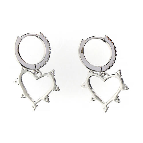 Agios earrings with heart and white rhinestones, 925 silver 3