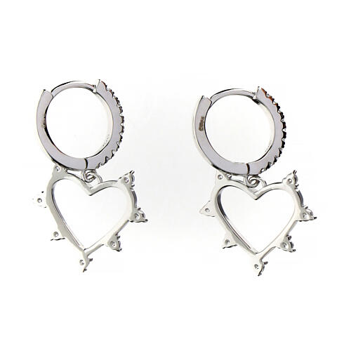 Pair of heart earrings Agios 925 silver with zircons 3